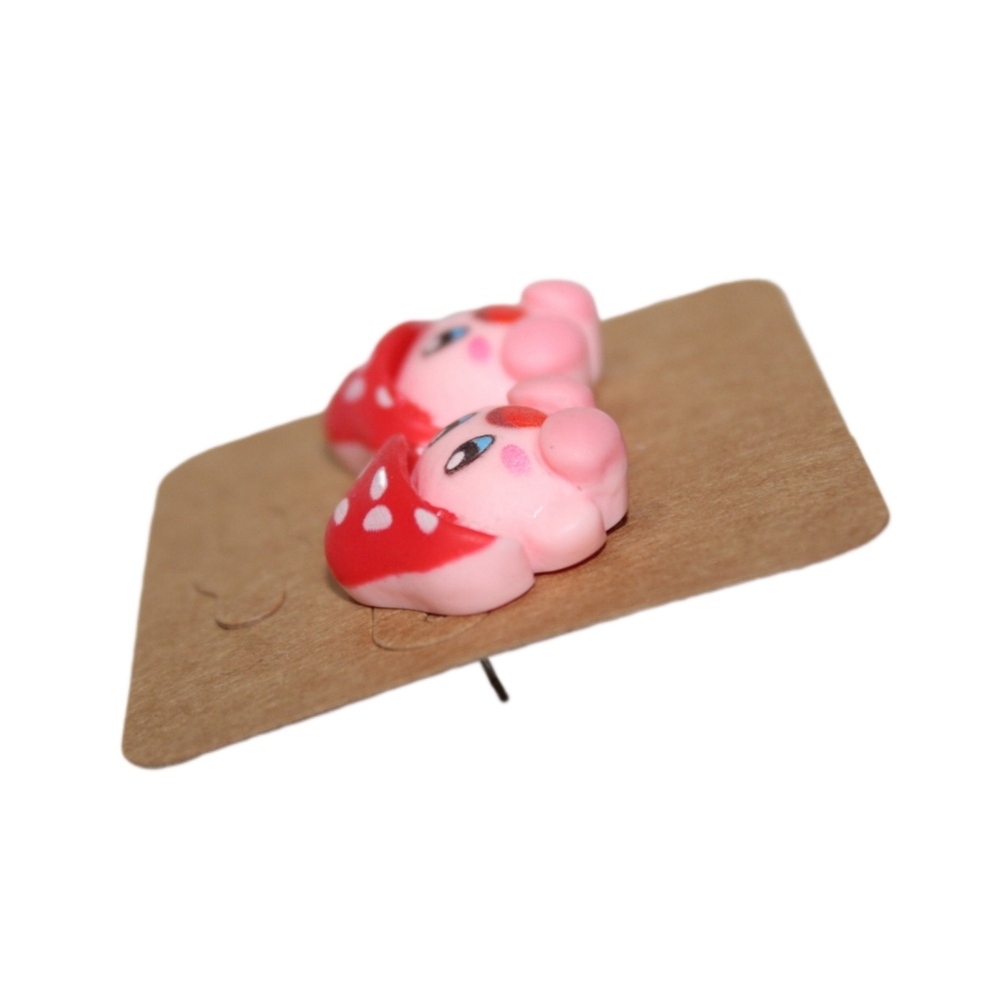 Video Game Kirby Mushroom Earrings - Picture 5 of 10